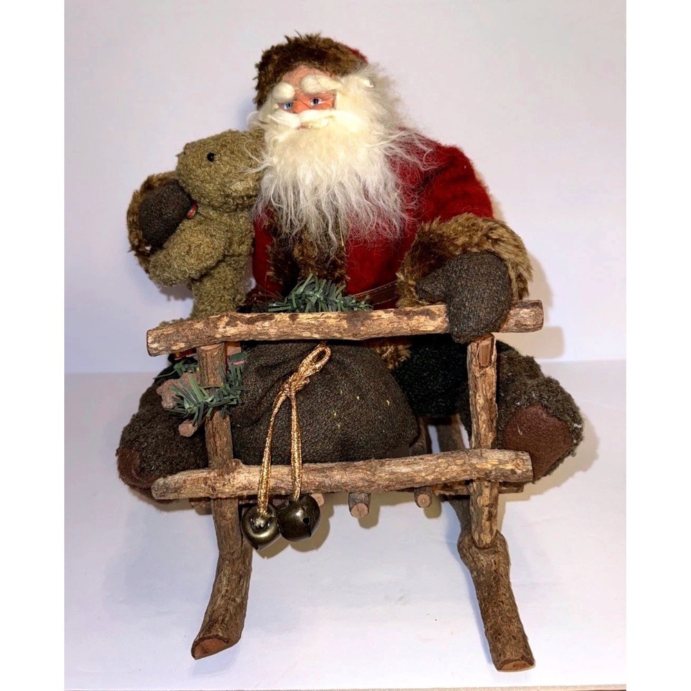 Santa Sleigh Figurine Unisex OS Red  Rustic Primitive Decor‎